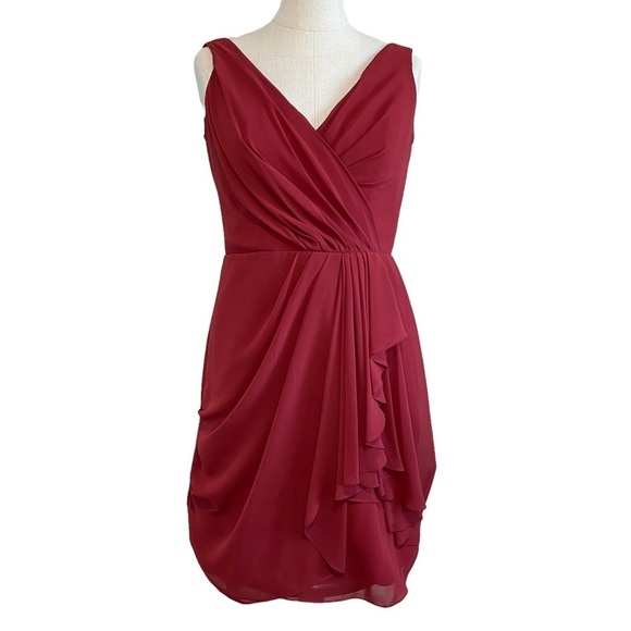 Jim Hjelm Dresses & Skirts - Jim Hjelm - Occasions - Burgundy Chiffon Knee Length Dress - Size 10